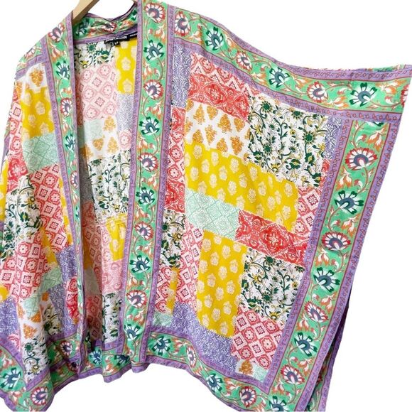 Tolani Collection Raelyn Patchwork Boho Kimono Swim CoverUp Size LP Large Petite - Picture 3 of 13